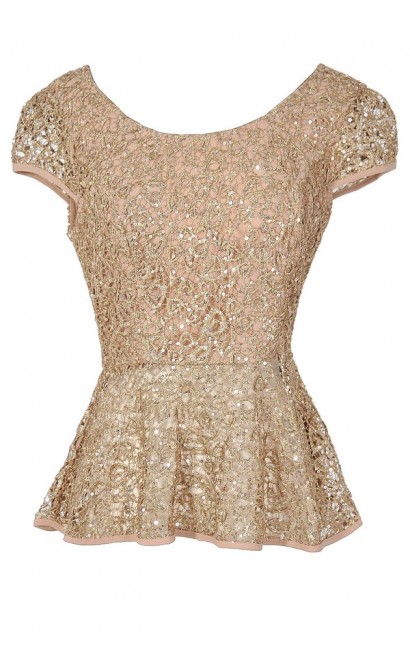 Gold Rush Web Lace Sequin Designer Top